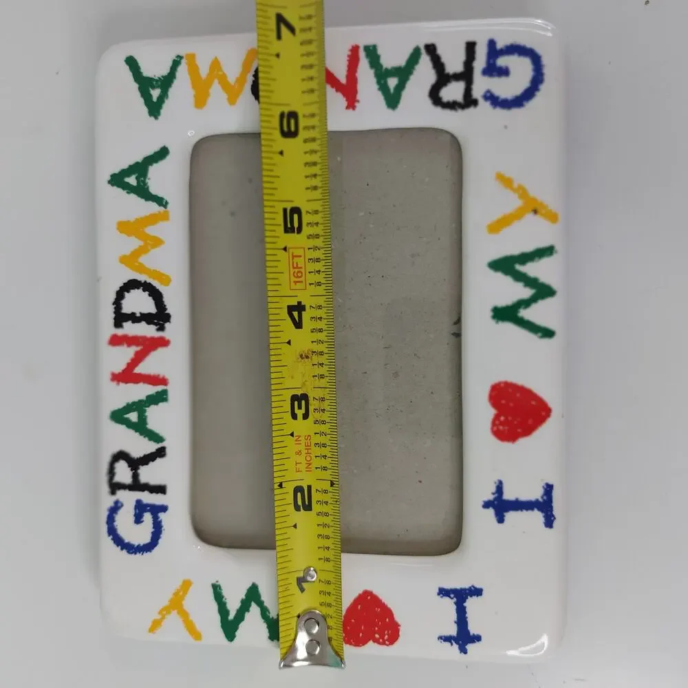 I Love My Grandma Ceramic Picture Frame Colorful Hand Painted Style 4x6 90s